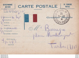 Z6-65) TARBES - CORRESPONDANCE MILITITAIRE EN FRANCHISE POSTALE - MR BARRAGUE PLACE MAUBOURGUET - ( 2 SCANS ) - Tarbes