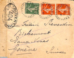 France 1917 Censored Letter To Geneva, Postal History - Covers & Documents