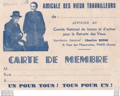 AMICALE DES VIEUX TRAVAILLEURS - COMITE DE LIAISON ET ACTION POUR LA RETRAITE DES VIEUX - CHARLES BESSE A THIAIS (SEINE) - Documents Historiques