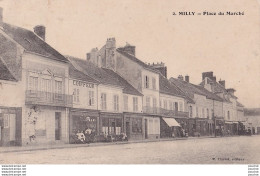 Z25- 91) MILLY - PLACE DU MARCHE - ( ANIMEE - COIFFEUR - CAFE - HABITANTS - ( 2 SCANS ) - Milly La Foret