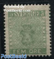Sweden 1858 Fem Ore, Coat Of Arms, Unused (hinged) - Unused Stamps