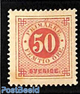 Sweden 1877 50o, Perf. 13, Unused, Unused (hinged) - Ungebraucht