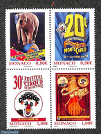 Monaco 2016 Circus 4v (from S/s), Mint NH, Nature - Performance Art - Elephants - Circus - Ungebraucht