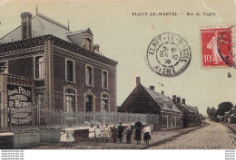 02) FLAVY LE MARTEL (AISNE) RUE DE CUGNY - (CAMILLE POLET ENTREPRENEUR DE BATIMENTS - CARTE TOILEE COULEURS - HABITANTS) - Altri & Non Classificati