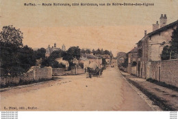 16) RUFFEC - ROUTE NATIONALE , COTE BORDEAUX , VUE DE NOTRE DAME DES VIGNES - CARTE  TOILEE COULEURS - ( 2 SCANS ) - Ruffec