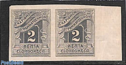 Greece 1902 2L, Postage Due, Imperforated Pair, Unused (hinged) - Andere & Zonder Classificatie