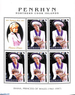 Penrhyn 1998 Princess Diana M/s, Mint NH, History - Charles & Diana - Kings & Queens (Royalty) - Royalties, Royals