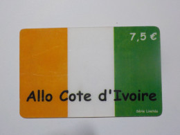 CARTE TELEPHONIQUE     "Allo Cote D'Ivoire"  7.5  Euros - Mobicartes (recharges)