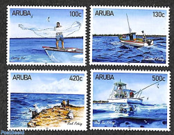 Aruba 2021 Fishing 4v, Mint NH, Nature - Transport - Fishing - Ships And Boats - Poissons