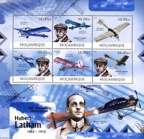 Mozambique 2012 Hubert Latham 6v M/s, Mint NH, Transport - Aircraft & Aviation - Avions