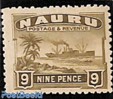 Nauru 1924 9d, Stamp Out Of Set, Unused (hinged), Transport - Ships And Boats - Boten