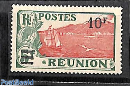 Reunion 1926 10fr On 5fr, Stamp Out Of Set, Unused (hinged), Transport - Ships And Boats - Boten