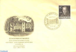 Germany, Berlin 1953 W. Von Humboldt 1v, FDC, First Day Cover, History - Politicians - Autres & Non Classés