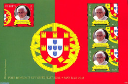 Saint Kitts/Nevis 2010 Pope Benedict 4v M/s, Mint NH, Religion - Pope - Pausen
