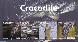 Guyana 2021 Crocodiles 4v M/s, Mint NH, Nature - Crocodiles - Reptiles - Guyana (1966-...)