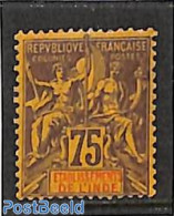 French India 1900 75c, Stamp Out Of Set, Unused (hinged) - Ungebraucht