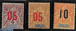 Guadeloupe 1912 Overprints 3v, Unused (hinged) - Ungebraucht