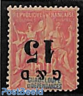 Guadeloupe 1903 15 On 50c Inverted Overprint, Short Corner Right Under, Unused (hinged), Various - Errors, Misprints, .. - Neufs