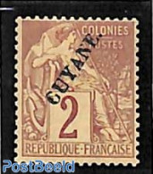 French Guyana 1892 2c, Stamp Out Of Set, Unused (hinged) - Otros & Sin Clasificación