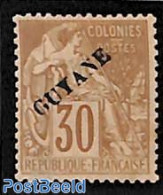 French Guyana 1892 30c, Stamp Out Of Set, Unused (hinged) - Sonstige & Ohne Zuordnung