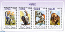 Sao Tome/Principe 2014 Monkeys 4v M/s, Mint NH, Nature - Monkeys - Wild Mammals - Sao Tome Et Principe