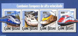 Guinea Bissau 2015 High Speed Trains 4v M/s, Mint NH, Transport - Railways - Trains