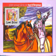 Guinea Bissau 2015 Ingrid Bergman S/s, Mint NH, Nature - Performance Art - Horses - Movie Stars - Acteurs