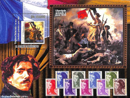 Sao Tome/Principe 2010 Eugène Delacroix S/s, Mint NH, Stamps On Stamps - Art - Paintings - Timbres Sur Timbres