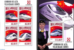 Mozambique 2013 Chinese High Speed Trains 2 S/s, Mint NH, Transport - Railways - Eisenbahnen