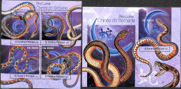 Sao Tome/Principe 2013 Year Of The Snake 2 S/s, Mint NH, Nature - Reptiles - Snakes - Sao Tome Et Principe