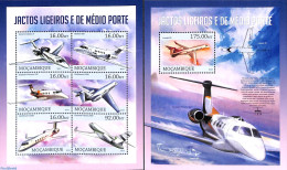 Mozambique 2013 Light And Medium Jets 2 S/s, Mint NH, Transport - Aircraft & Aviation - Flugzeuge