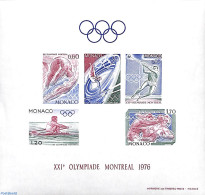 Monaco 1976 Olympic Games S/s, Imperforated, Mint NH, Sport - Athletics - Kayaks & Rowing - Olympic Games - Swimming - Ongebruikt