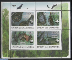 Comoros 2009 WWF, Bats 4v M/s, Mint NH, Nature - Animals (others & Mixed) - Bats - World Wildlife Fund (WWF) - Comores (1975-...)