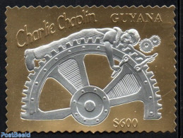 Guyana 1994 Charlie Chaplin 1v  Gold/silver, Mint NH, Performance Art - Film - Movie Stars - Cinéma