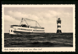 AK Passagierschiff M. S. Oceana Fährt Zum Leuchtturm Roter Sand  - Steamers