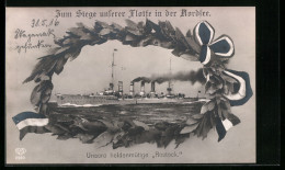 AK Zum Siege Unserer Flotte In Der Nordsee, Kriegsschiff Rostock  - Guerre