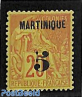 Martinique 1886 5 On 20c Red On Green, Unused (hinged) - Other & Unclassified