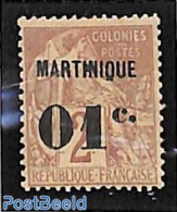 Martinique 1888 01c On 2c, Stamp Out Of Set, Mint NH - Autres & Non Classés