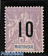 Martinique 1912 10 On 5fr, Stamp Out Of Set, Mint NH - Autres & Non Classés