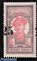 Martinique 1920 25 On 15c, Strongly Moved Overprint, Mint NH - Autres & Non Classés