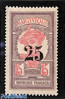 Martinique 1920 25 On 15c, With Broken 2, Unused (hinged) - Other & Unclassified