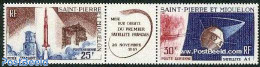 Saint Pierre And Miquelon 1966 First Satellite 2v+tab [:T:], Unused (hinged), Transport - Space Exploration - Other & Unclassified