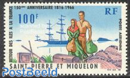 Saint Pierre And Miquelon 1966 Back To France 1v, Unused (hinged), Transport - Ships And Boats - Boten