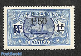 Saint Pierre And Miquelon 1924 1F50 On 1f, Stamp Out Of Set, Mint NH, Transport - Ships And Boats - Bateaux