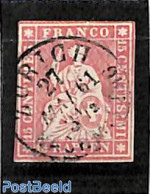 Switzerland 1854 15Rp, Munich Print, Used ZURICH , Used Stamps - Gebruikt