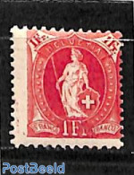 Switzerland 1899 1fr, Perf. 11.5:12, Stamp Out Of Set, Unused (hinged) - Ongebruikt
