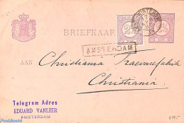 Netherlands - Various Cancellations 1886 POstcard From AMSTERDAM (railw. AMST-WINTERSWIJK) To Christiana, Postal History - Other & Unclassified