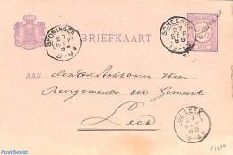 Netherlands - Various Cancellations 1888 Postcard From FINSTERWOLDE (naamstempel) To LEEK (kleinrond SCHEEMDA, DE LEEK.. - Other & Unclassified