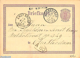 Netherlands - Various Cancellations 1876 Naamstempel KROMMENIE On Postcard, Postal History - Other & Unclassified