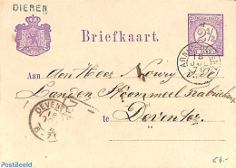 Netherlands - Various Cancellations 1879 Postcard From DIEREN (railw: ARNH-OLDENZ) To Deventer, Postal History - Other & Unclassified